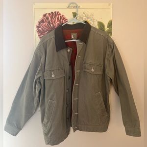 Vintage Dark Green Jacket with Leather Collar